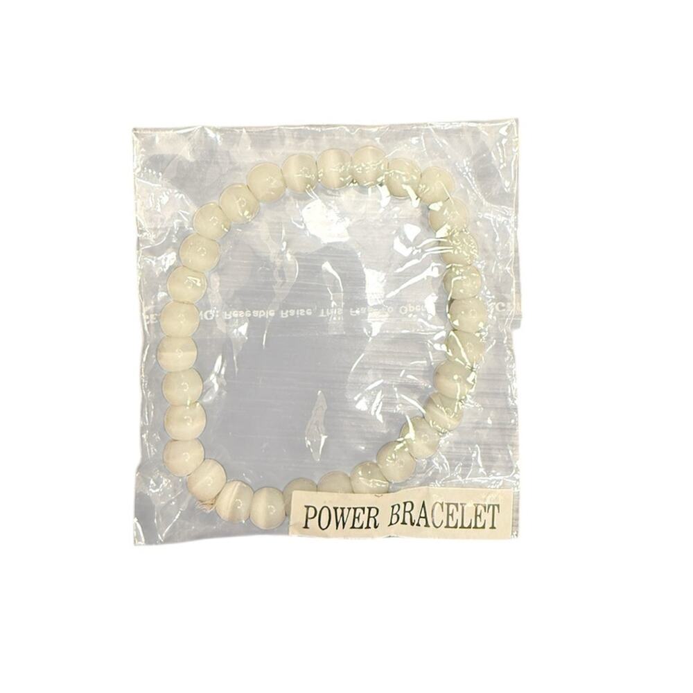 NEW Power Bracelet Opalite Moonstone White Beaded Elastic Bracelet